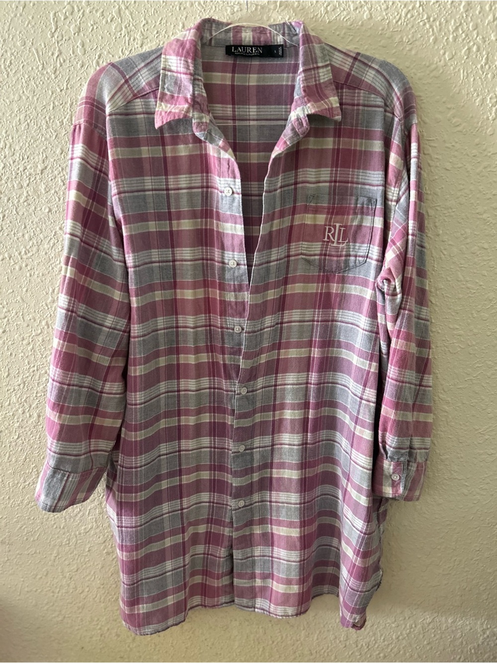 Lauren Ralph Lauren Pink & Gray Plaid Button-Up Tunic